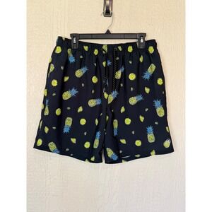 Ocean Current Mens XL Swim Trunks Navy Blue Pineapple Hawaiian Board Shorts